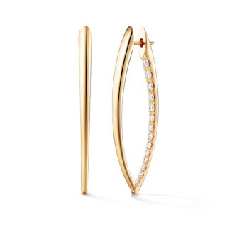 Vertical 18K Yellow Gold Large Cristina Diamond V Hoop Earrings