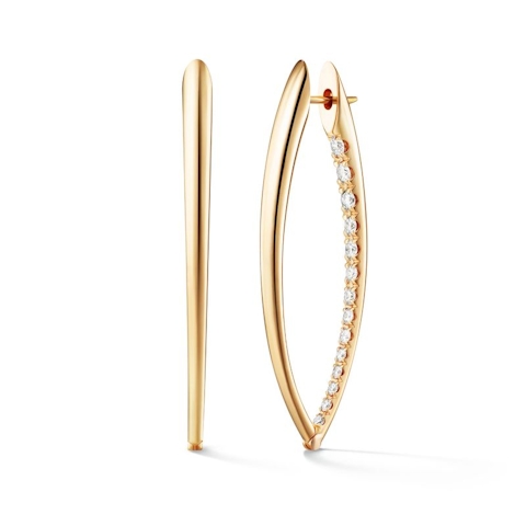 Vertical 18K Yellow Gold Large Cristina Diamond V Hoop Earrings