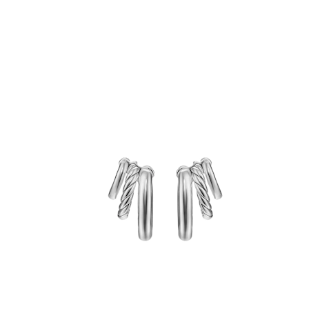 Vertical DY Mercer® Three Row Hoop Earrings in Sterling Silver, 21mm