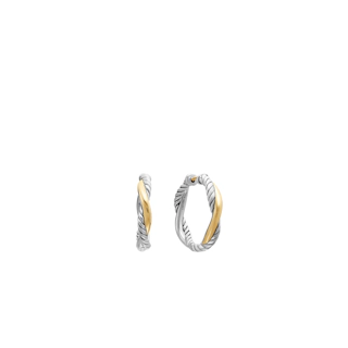 Vertical Petite Infinity Hoop Earrings Sterling Silver with 14K Yellow Gold, 17.3mm