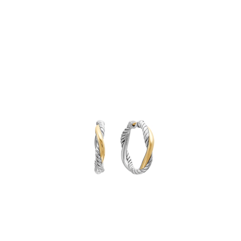 Vertical Petite Infinity Hoop Earrings Sterling Silver with 14K Yellow Gold, 17.3mm