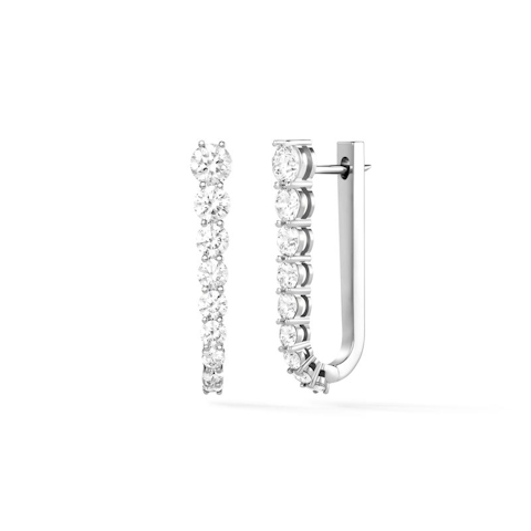 Vertical 18K White Gold Aria Graduated Diamond U Hoop Earrings