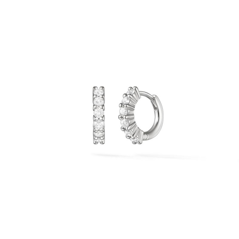 Vertical 18K White Gold Sadie 2mm Diamond Huggie Earrings