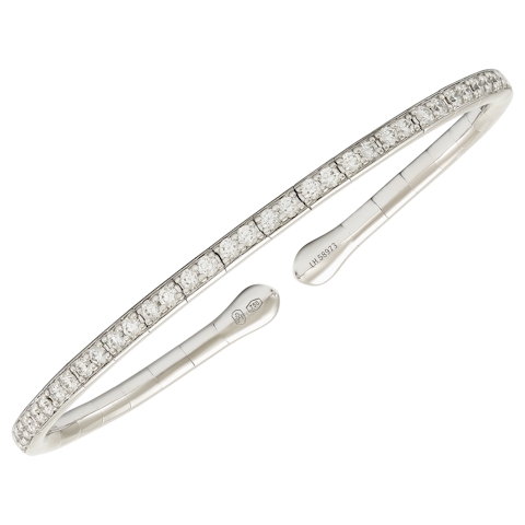 Vertical 18K White Gold Diamond Flexible Cuff Bracelet