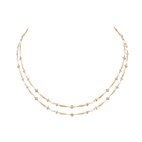 Vertical 18K Rose Gold Noble Mixed-Shape Brown Diamond Station Necklace