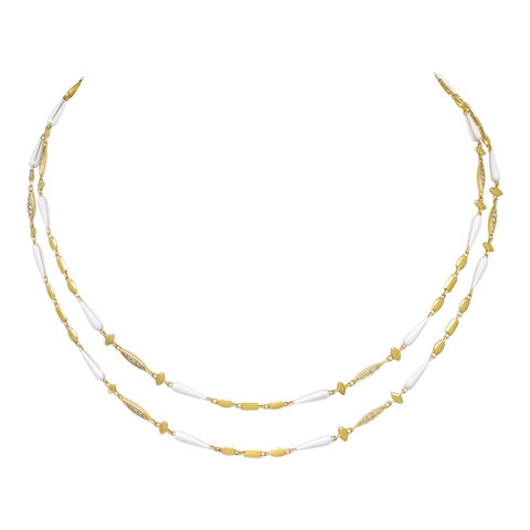 Vertical 18K Yellow Gold Noble Mixed-Shape Brown Diamond Station Necklace