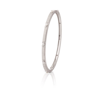 Vertical 18K White Gold Macri Classica Rigato Bracelet with Diamonds