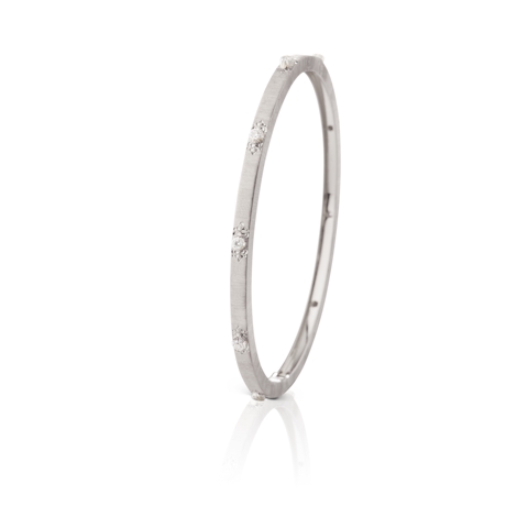 Vertical 18K White Gold Macri Classica Rigato Bracelet with Diamonds