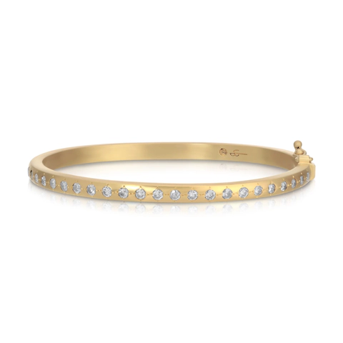 Vertical 18K Yellow Gold Mini Gypsy Diamond Bangle