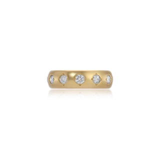 Vertical 18K Yellow Gold Gypsy Diamond Ring