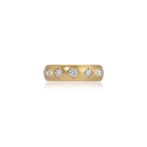 Vertical 18K Yellow Gold Gypsy Diamond Ring
