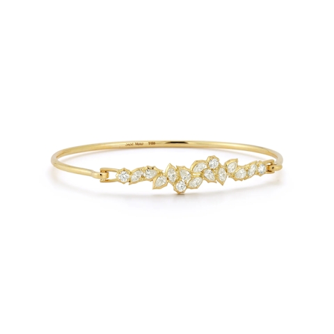 Vertical 18K Yellow Gold Posey Diamond Bangle Bracelet