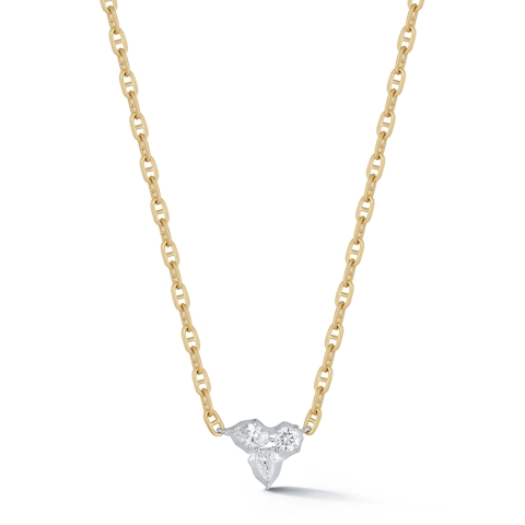 Vertical 18K Yellow Gold & Platinum Poppy Diamond Pendant Necklace