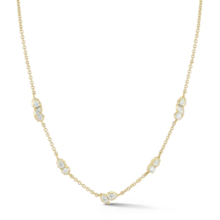 Vertical 18K Yellow Gold Posey Diamond Five-Station Necklace