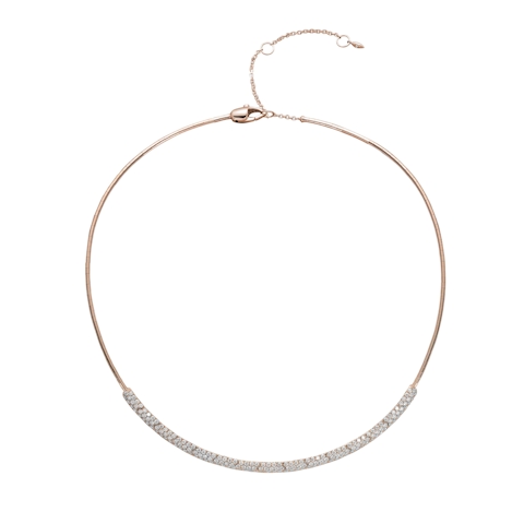 Vertical 18K Pink Gold and Titanium Pave Diamond Station Necklace