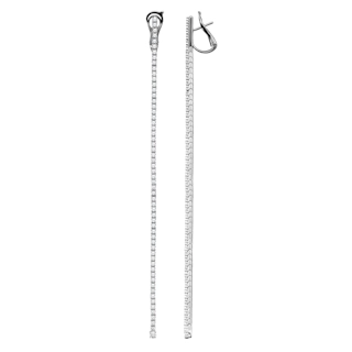 Vertical 18K White Gold and Diamond Drop Earrings