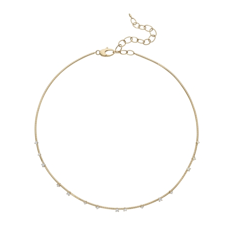 Vertical 18K Yellow Gold and Titanium Diamond Collar Necklace