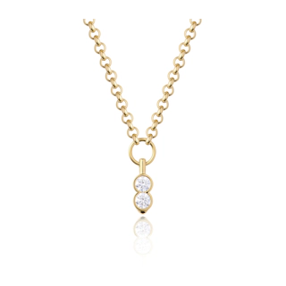 Vertical 18K Yellow Gold Diamond Bezel Pendant Necklace