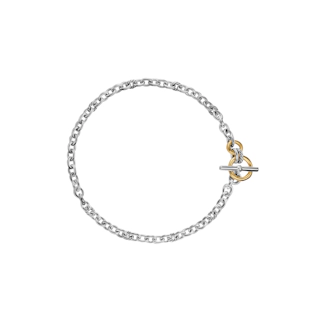 Vertical DY Mercer® Toggle Chain Necklace Sterling Silver with 18K Yellow Gold and Diamonds, 8mm