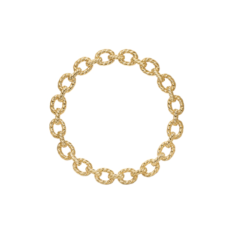 Vertical Sculpted Cable Oval Link Necklace 18K Yellow Gold, 18mm