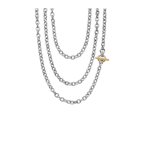 Vertical DY Mercer® Convertible Chain Necklace Sterling Silver with 18K Yellow Gold and Diamonds, 8mm