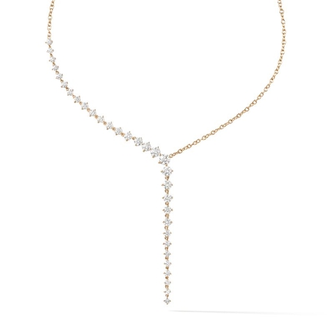 Vertical 18K Yellow Gold Aria Cascade Diamond Necklace