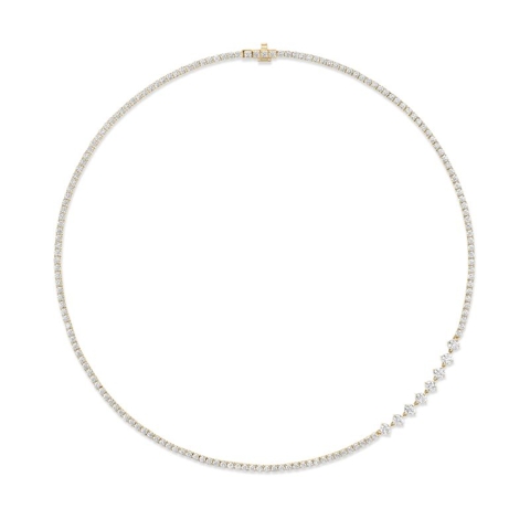 Vertical 18K Yellow Gold Stella Diamond Line Necklace