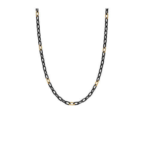 Vertical DY Madison® Chain Necklace Black Titanium with 18K Yellow Gold, 6mm