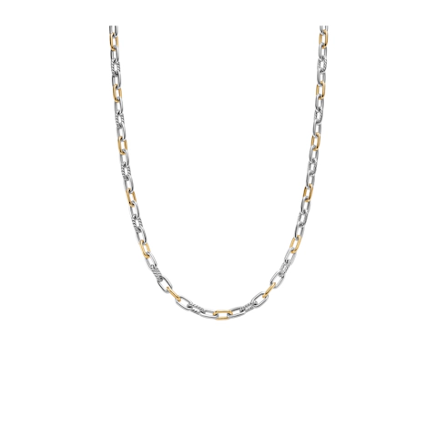 Vertical DY Madison® Chain Necklace Sterling Silver with 18K Yellow Gold, 6mm