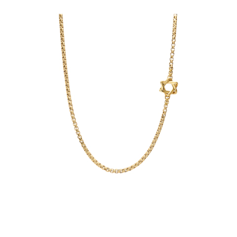 Vertical Star of David Station Necklace 18K Yellow Gold, 3.4mm