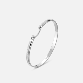 Vertical 18K White Gold Mood Tuxedo Diamond Bangle