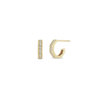 Vertical Diamond Huggie Hoops