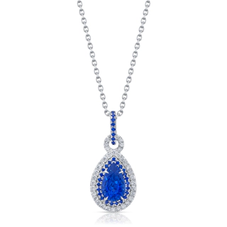 Vertical Sapphire and Diamond Duet Pendant Necklace