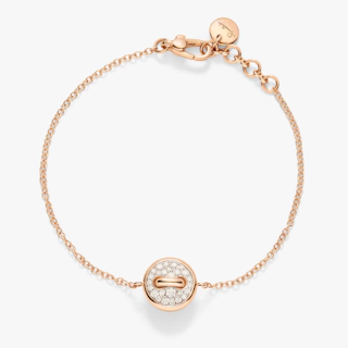 Vertical 18K Rose Gold Pom Pom Dot Mother of Pearl and Diamond Bracelet