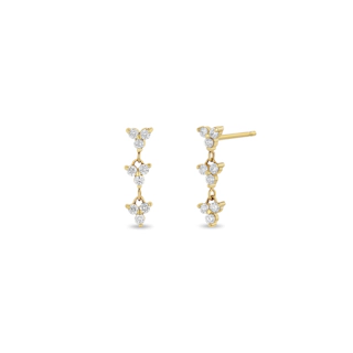 Vertical Linked Diamond Trio Drop Earrings