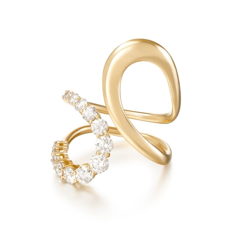 Vertical 18K Yellow Gold Aria Jane Partial Diamond Wrap Ring