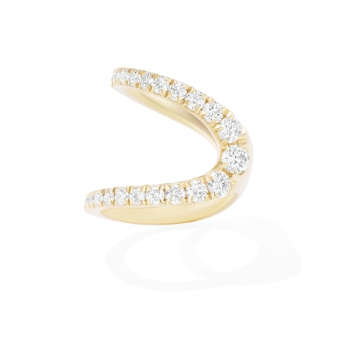 Vertical 18K Yellow Gold Clara Diamond Curved Ring