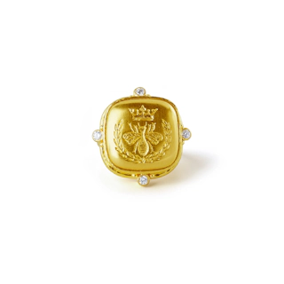 Vertical 19KT Yellow Gold Diamond Ring
