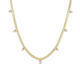 Vertical Snake Chain and Diamond Necklace