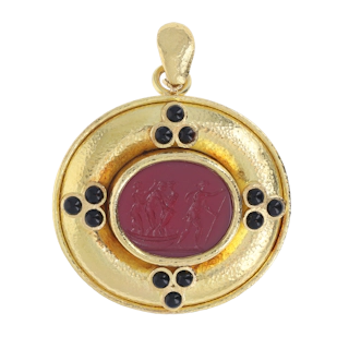 Image #1 Venetian Glass Intaglio Enhancer Pin and Pendant