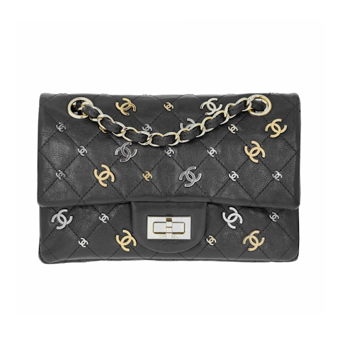 Image #1 Iridescent Calfskin 2.55 Reissue Double Flap Small Black