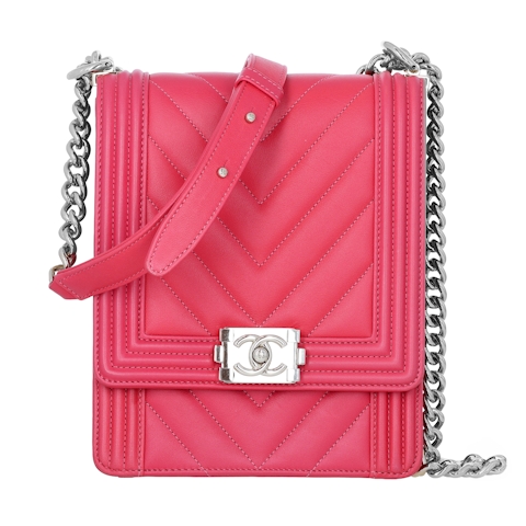 Image #1 Chevron Lambskin North South Boy Flap Small Pink