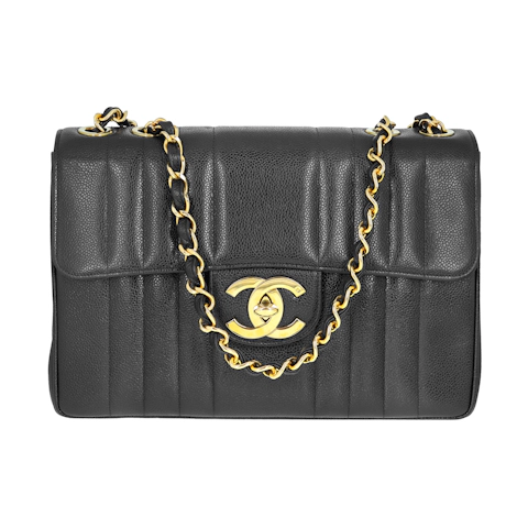 Image #1 Vertical Quilt Caviar Vintage Classic Single Flap Jumbo Black