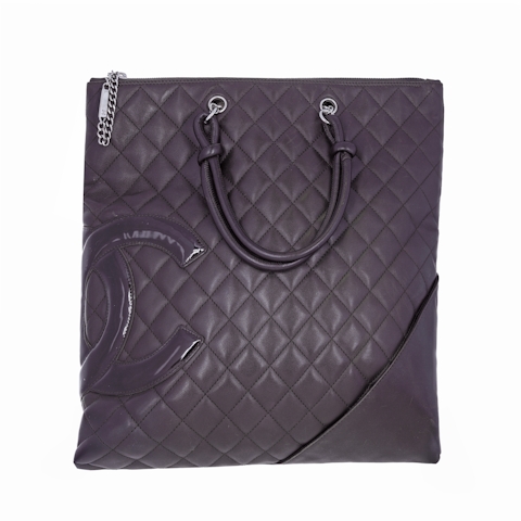 Image #1 Quilted Lambskin Cambon Flat Tote Large Black