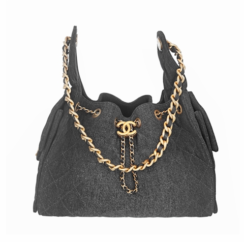 Image #8 Quilted Denim 25 Hobo Small Black