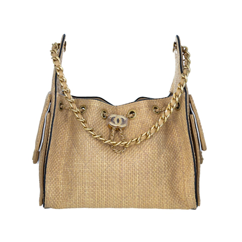 Image #1 Woven Raffia 25 Hobo Small Beige