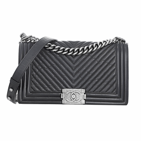 Image #8 Chevron Wrinkled Lambskin Boy Flap Medium Black