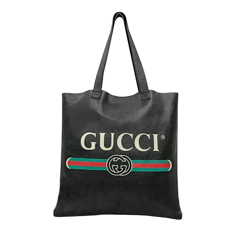 Image #7 Printed Calfskin Sherry Line Logo Tote Large Black