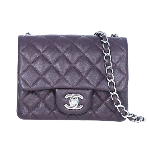 Image #1 Quilted Caviar Square Classic Single Flap Mini Red