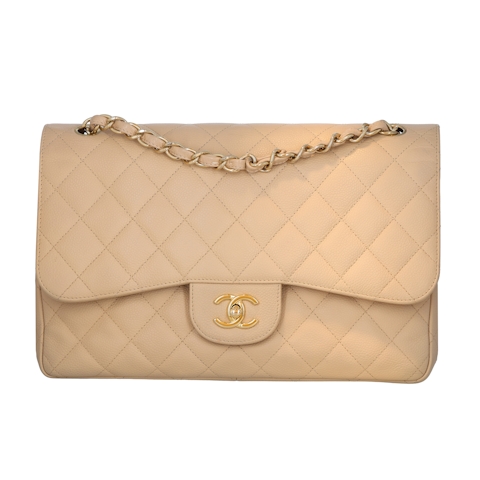 Image #8 Quilted Caviar Classic Double Flap Jumbo Beige